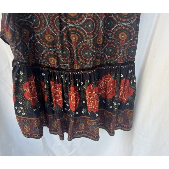 Farm Rio Mermaid Skirt Small Brown Abstract Ruffled Cordoba Wrap Boho Western - Picture 11 of 12